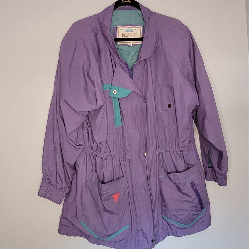 Vintage 80s / 90s Wind Breaker Jacket Purple and Green size L